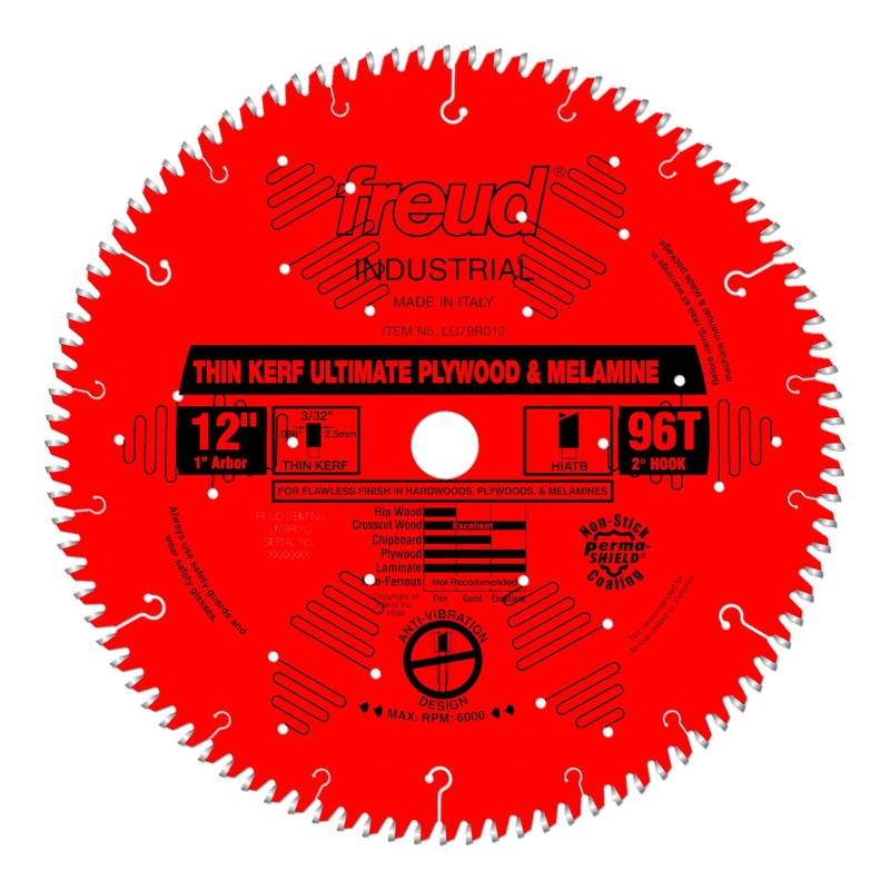 Freud LU79R012: 12" Thin Kerf Ultimate Plywood & Melamine Blade - Image 1
